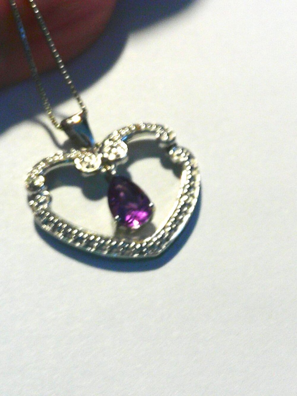 Purple Rhinestone in Silvertone Pendant